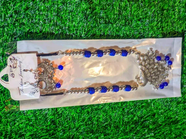 প্রিমিয়াম হাফ সিল্ক কাতান শাড়ি কম্বো, নীল ১০২ - Image 4